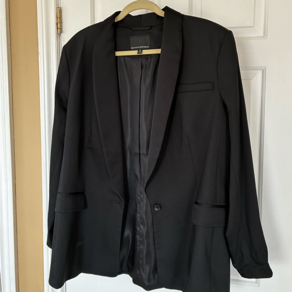 Banana Republic Black Jacket with Satin Details